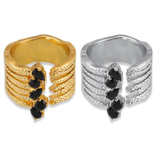 Brass Finger Ring, with Glass Rhinestone, plated, fashion jewelry & for woman, more colors for choice, US Ring Size:7, Sold By PC