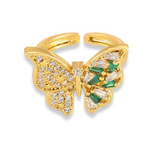 Brass Finger Ring, with Glass Rhinestone, 18K gold plated, fashion jewelry & for woman, US Ring Size:7, Sold By PC