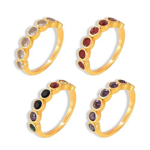 Titan Edelstahl Ringe, Titanstahl, 18K vergoldet, Modeschmuck & verschiedene Größen vorhanden & Micro pave Zirkonia & für Frau, keine, verkauft von PC