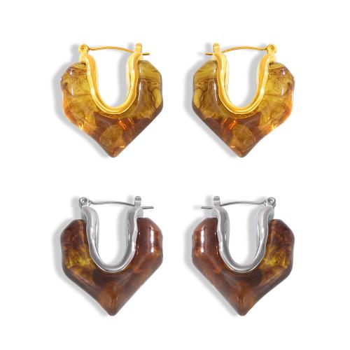 Titanium Steel  Earring with Resin plated fashion jewelry & for woman Sold By Pair