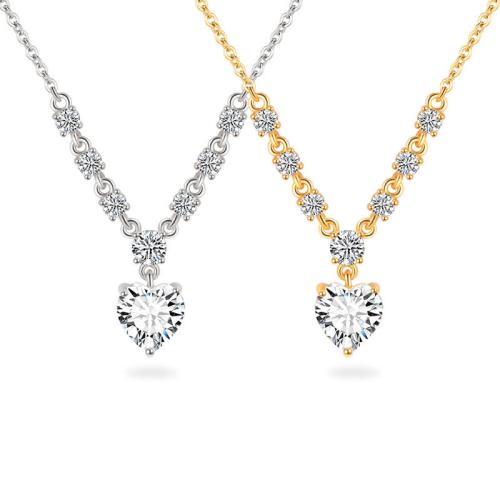 Cubic Zircon Micro Pave 925 Sterling Silver Necklace with 5CM extender chain micro pave cubic zirconia & for woman Length Approx 40 cm Sold By PC