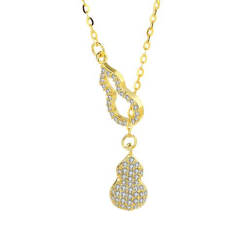 Cubic Zircon Micro Pave 925 Sterling Silver Necklace, with 6CM extender chain, Calabash, micro pave cubic zirconia & for woman, more colors for choice, Length:Approx 43 cm, Sold By PC