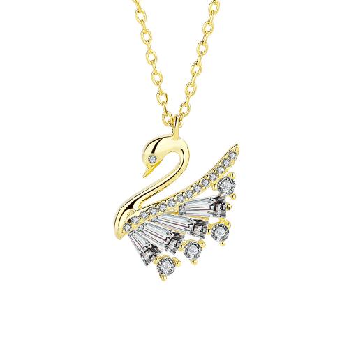 Cubic Zircon Micro Pave 925 Sterling Silver Necklace with 4CM extender chain Swan micro pave cubic zirconia & for woman Length Approx 42 cm Sold By PC