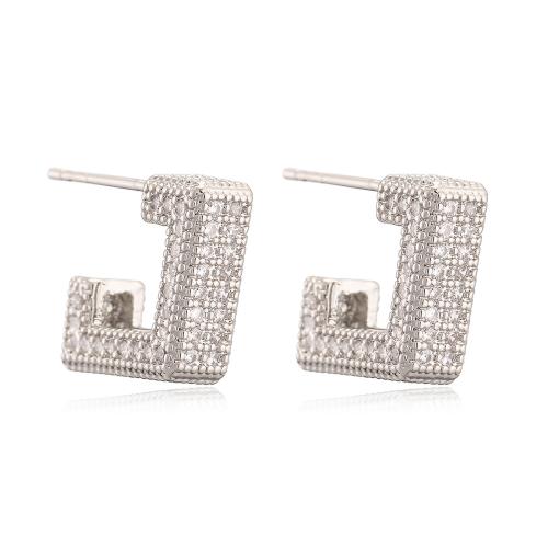 Cubic Zirconia Micro Pave Brass Earring, plated, micro pave cubic zirconia & for woman, more colors for choice, Sold By Pair