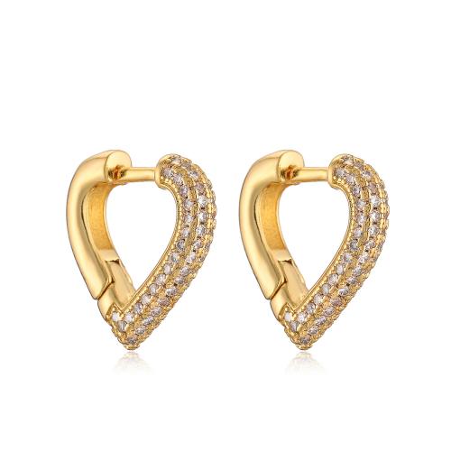 Cubic Zirconia Micro Pave Brass Earring, Heart, plated, micro pave cubic zirconia & for woman, more colors for choice, Sold By Pair