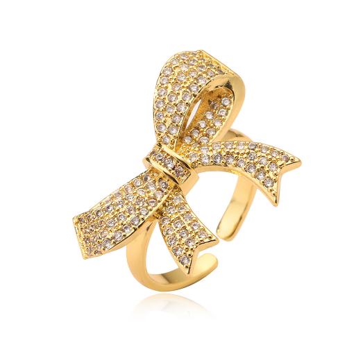 Cubic Zirconia Micro Pave Brass Ring, Bowknot, plated, micro pave cubic zirconia & for woman, more colors for choice, Sold By PC