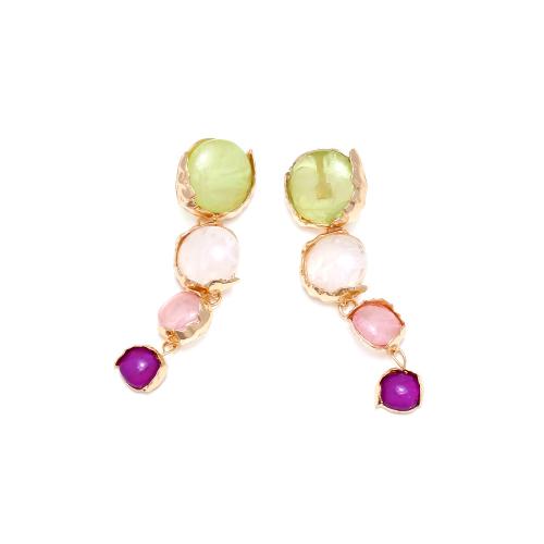 Zinc Alloy Stud Earring with Resin for woman Sold By Pair