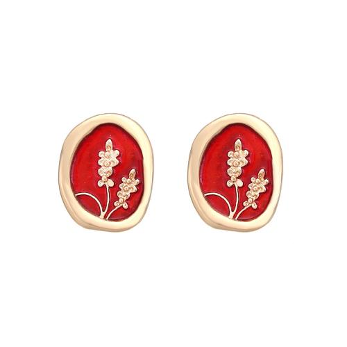 Tibetan Style Stud Earring, for woman & enamel, more colors for choice, 23x18mm, Sold By Pair