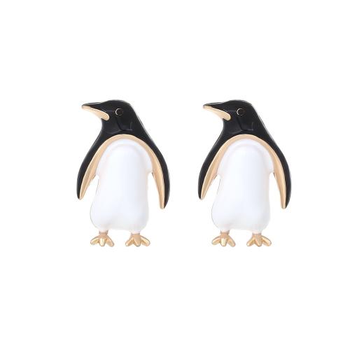 Tibetan Style Stud Earring, for woman & enamel, white and black, 38x24mm, Sold By Pair