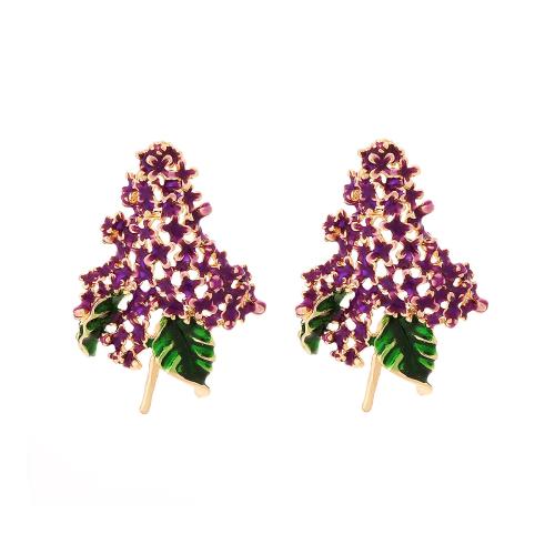 Tibetan Style Stud Earring, plated, for woman & enamel, golden, 48x34mm, Sold By Pair