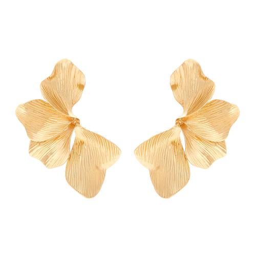 Tibetan Style Stud Earring, plated, for woman, golden, 77x40mm, Sold By Pair