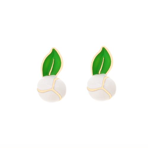 Zinc Alloy Stud Earring plated for woman & enamel golden Sold By Pair