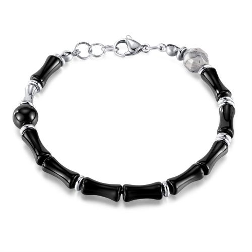 Stainless Steel Jewelry Bracelet, 304 Stainless Steel, with Glass, Vacuum Ion Plating, Unisex, Length:19.5 cm, Sold By PC