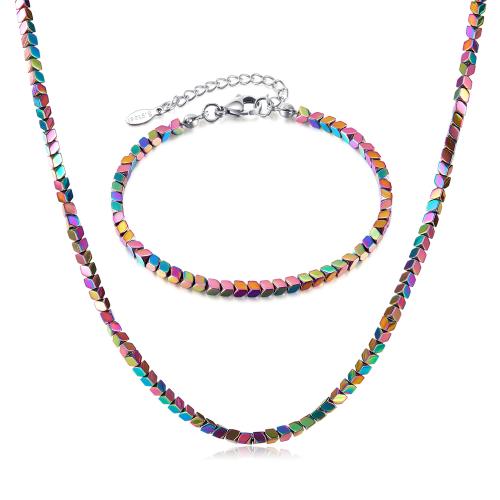 Fashion Stainless Steel Jewelry Sets, 304 Stainless Steel, with Hematite, Vacuum Ion Plating, different styles for choice & for woman, multi-colored, Sold By PC