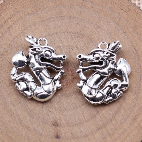 Tibetan Style Animal Pendants, Dragon, antique silver color plated, DIY, 21x18x7mm, Sold By PC