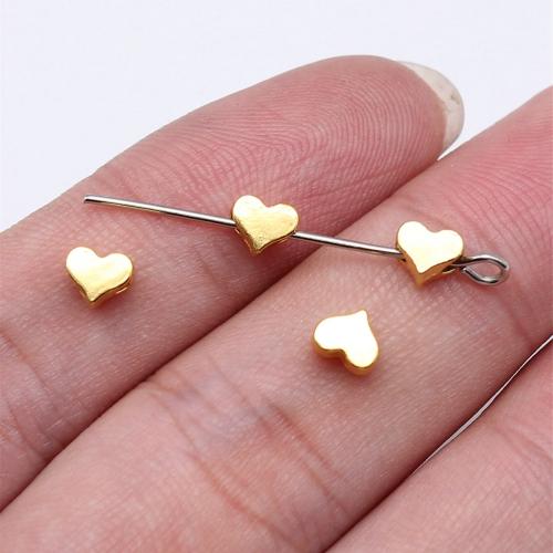 Zinc Alloy Heart Beads gold color plated DIY Sold By PC
