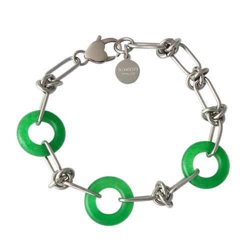 Acier titane bracelet, avec Jade, bijoux de mode & unisexe, couleur originale, Longueur:Environ 7-9 pouce, Vendu par PC
