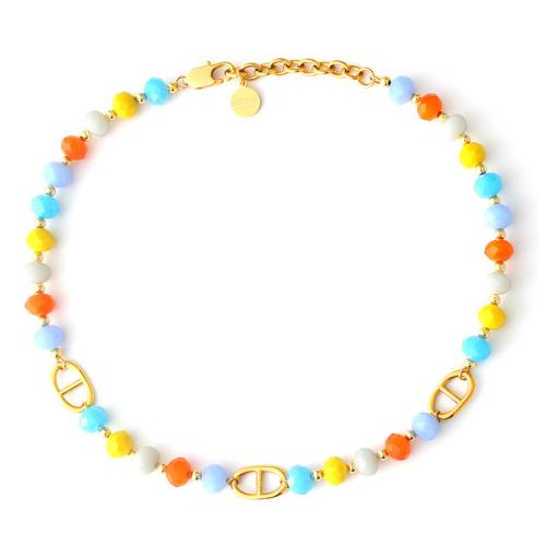Titanstahl Halskette, mit Edelstein, goldfarben plattiert, Modeschmuck & für Frau, Länge ca. 16-20 ZollInch, verkauft von PC