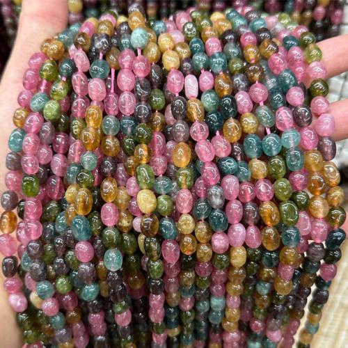 Jade kralen, DIY, gemengde kleuren, beads length 6-8mm, Per verkocht Ca 38 cm Strand