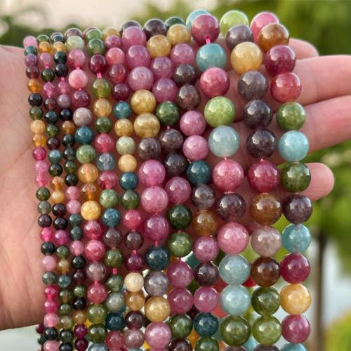 Natural Jade Beads, Round, DIY & different size for choice, multi-colored, Sold Per Approx 38 cm Strand