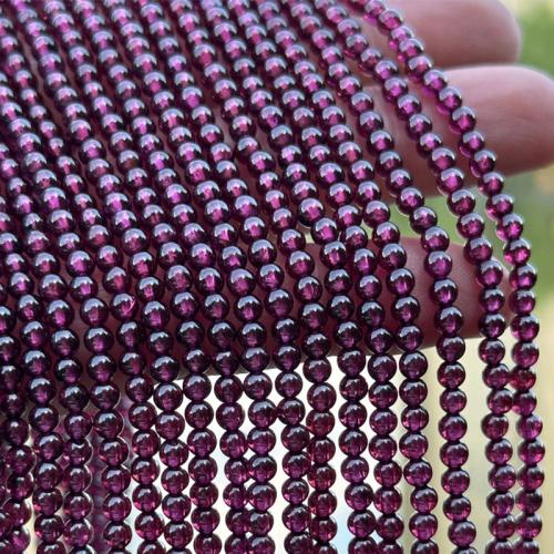 Abalorios De Granate Natural, Esférico, Bricolaje, Púrpura, beads length 3-3.5mm, Vendido para aproximado 38 cm Sarta