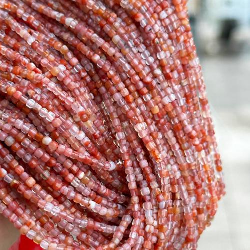 Yunnan vörös achát Üveggyöngy, Négyzet, DIY, beads length 2-2.5mm, Naponta eladott Kb 38 cm Strand