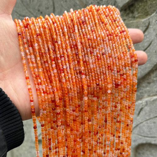 الخرز العقيق الأحمر الطبيعية, مربع, ديي, beads length 2-2.8mm, تباع لكل تقريبا 39 سم حبلا