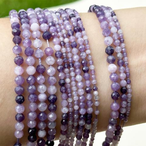 Gemstone Jewelry Beads, Natural Lepidolite, Round, DIY & different size for choice & faceted, Sold Per Approx 38 cm Strand