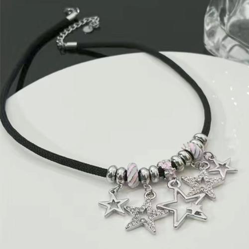 Tibetan Style Jewelry Necklace, with 6cm extender chain, silver color plated, fashion jewelry & for woman & with rhinestone, Length:Approx 40 cm, Sold By PC