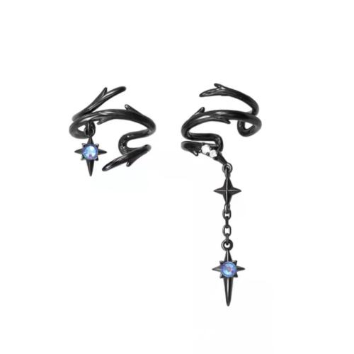 Trendy ear cuffs, Messing, mode sieraden & voor vrouw & met strass, zwart, 3x1.5cm,1.4x1.5cm, Verkocht door pair