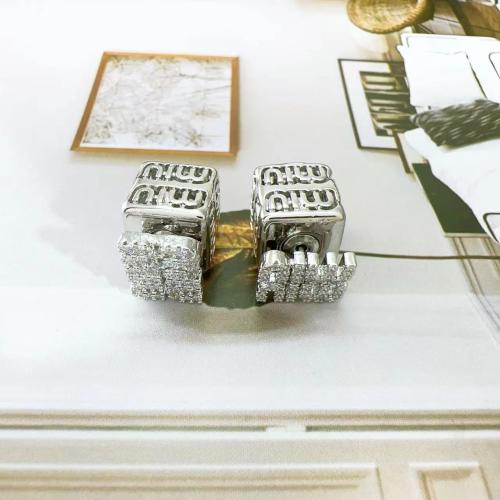 Pendientes de Perno en Latón, metal, Joyería & para mujer & con diamantes de imitación, plateado, 12x13mm, Vendido por Par