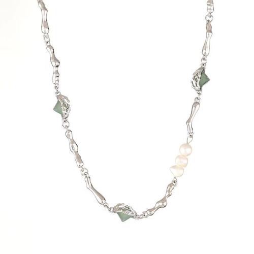 Schmucksets, Titanstahl, mit Jade & Kunststoff Perlen, Modeschmuck & für Frau, Silberfarbe, verkauft von PC