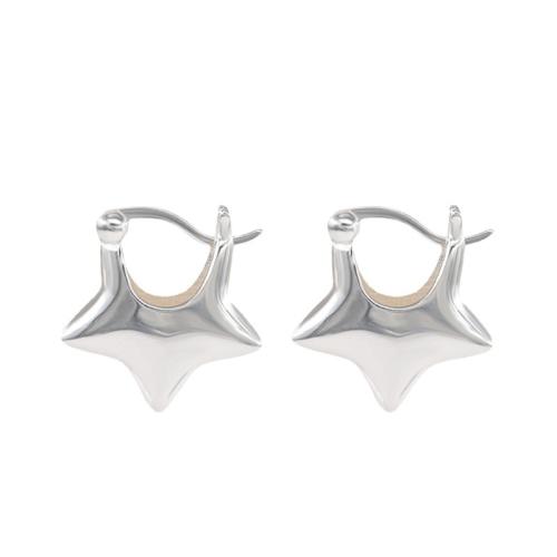 Boucles d'oreilles en alliage de zinc, étoile, bijoux de mode & pour femme, argent, 18mm, Vendu par paire