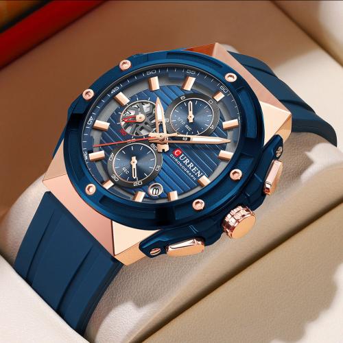 Men Wrist Watch Glass with Silicone Life water resistant & fashion jewelry & Chinese movement & for man Length Approx 24 cm Sold By PC