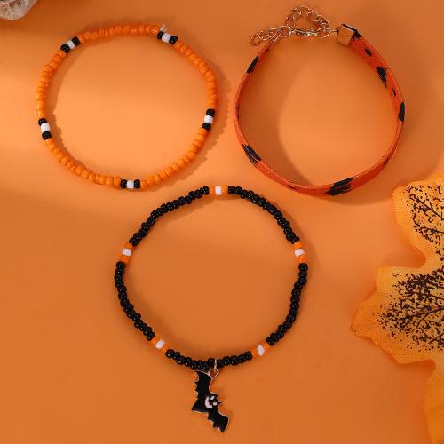 Halloween Bracelet Zinc Alloy with PU Leather Halloween Design & fashion jewelry & for woman Sold By Set