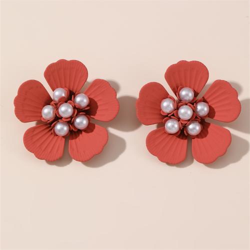 Earring Jewelry Plastic Flower fashion jewelry & for woman Sold By Pair