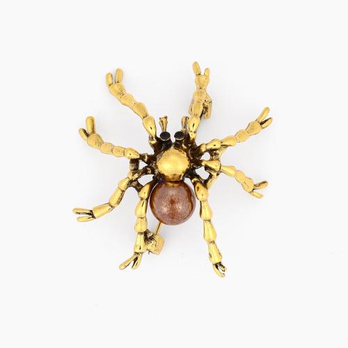 Tibetan Style Brooches, with Plastic Pearl, Spider, Unisex, 55x55mm, Sold By PC