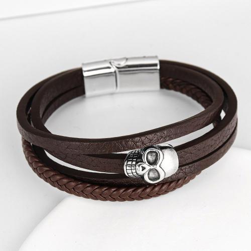 Bracelets cordon PU, alliage de zinc, avec cuir PU, bijoux de mode & pour homme, plus de couleurs à choisir, Longueur:Environ 21 cm, Vendu par PC
