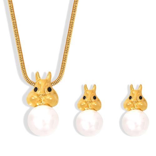 Schmucksets, Titanstahl, mit Kunststoff Perlen, mit Verlängerungskettchen von 5cm, Modeschmuck & verschiedene Stile für Wahl & für Frau, keine, Länge ca. 40 cm, verkauft von PC