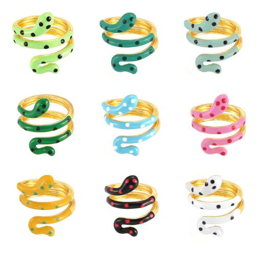 Brass Finger Ring, Snake, fashion jewelry & for woman & enamel, US Ring Size:7, Sold By PC