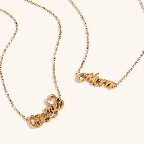 Stainless Steel Jewelry Necklace, 304 Stainless Steel, with 5cm extender chain, 18K gold plated, fashion jewelry & different styles for choice & for woman, golden, Length:Approx 40 cm, Sold By PC