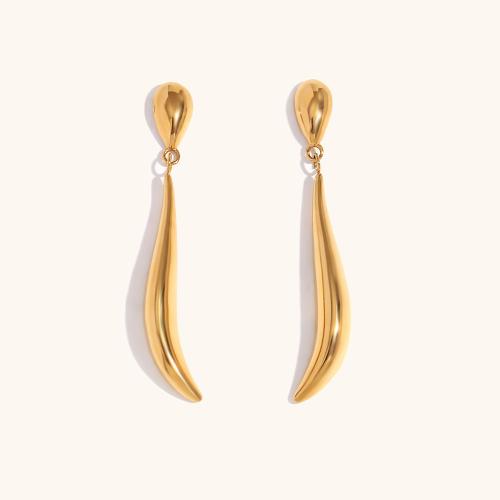 Stainless Steel Drop Earring, 304 Stainless Steel, 18K gold plated, fashion jewelry & for woman, golden, 47.50mm, Sold By Pair