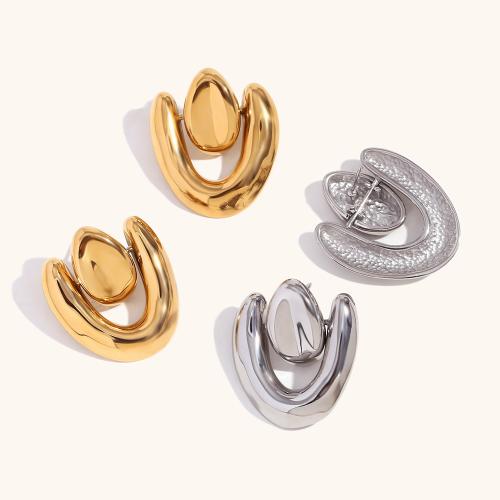 Stainless Steel Stud Earrings, 304 Stainless Steel, Vacuum Ion Plating, fashion jewelry & for woman, more colors for choice, 47.50x21.50mm, Sold By Pair