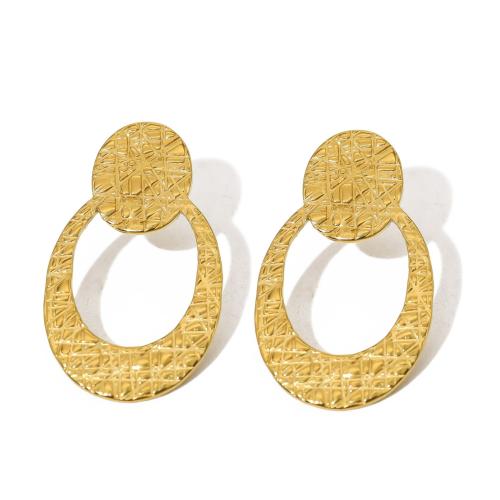 Stainless Steel Stud Earrings, 304 Stainless Steel, 18K gold plated, fashion jewelry & for woman, golden, 20.60x35.90mm, Sold By Pair