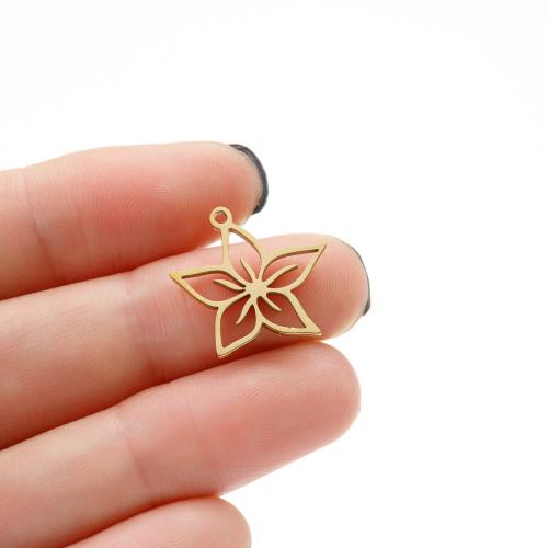 Stainless Steel Flower Pendant, 304 Stainless Steel, Vacuum Ion Plating, DIY, more colors for choice, 17mm, 5PCs/Bag, Sold By Bag