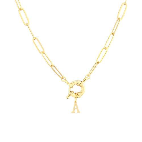 Brass Necklace gold color plated fashion jewelry & for woman nickel lead & cadmium free Length Approx 40 cm Sold By PC