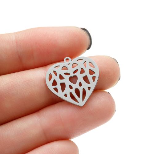 Stainless Steel Heart Pendants, 304 Stainless Steel, Vacuum Ion Plating, DIY & different size for choice, more colors for choice, 5PCs/Bag, Sold By Bag