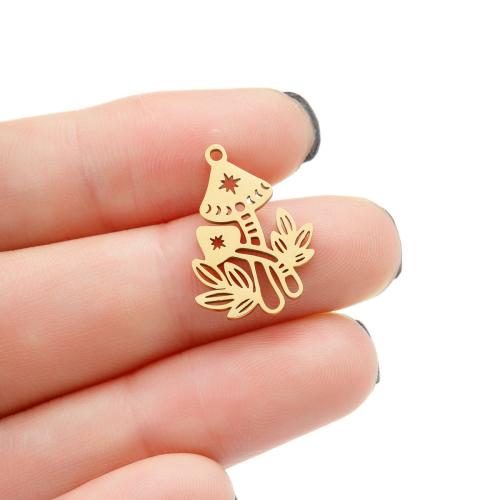 Stainless Steel Pendants, 304 Stainless Steel, mushroom, Vacuum Ion Plating, DIY & different designs for choice, more colors for choice, 14x19mm, 5PCs/Bag, Sold By Bag