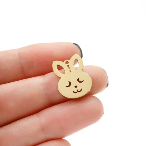 Stainless Steel Animal Pendants, 304 Stainless Steel, Rabbit, Vacuum Ion Plating, DIY, more colors for choice, 15x17mm, 5PCs/Bag, Sold By Bag