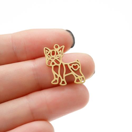 Stainless Steel Animal Pendants, 304 Stainless Steel, Dog, Vacuum Ion Plating, DIY, more colors for choice, 15x17mm, 5PCs/Bag, Sold By Bag